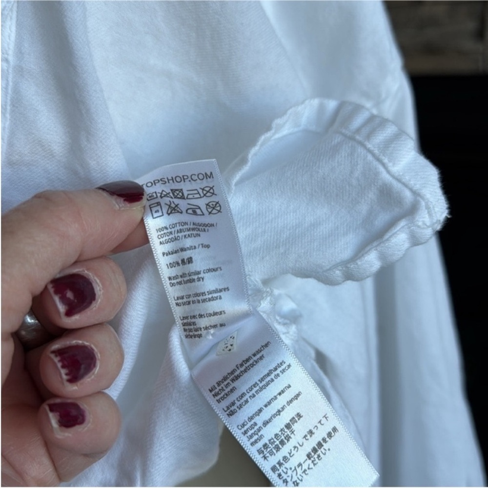 Topshop White Boxy Button Down Shirt with Notched Collar - Picture 12 of 13